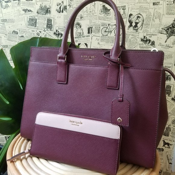 Kate Spade Large Cameron Satchel Wallet Cherrywood - Picture 6 of 13